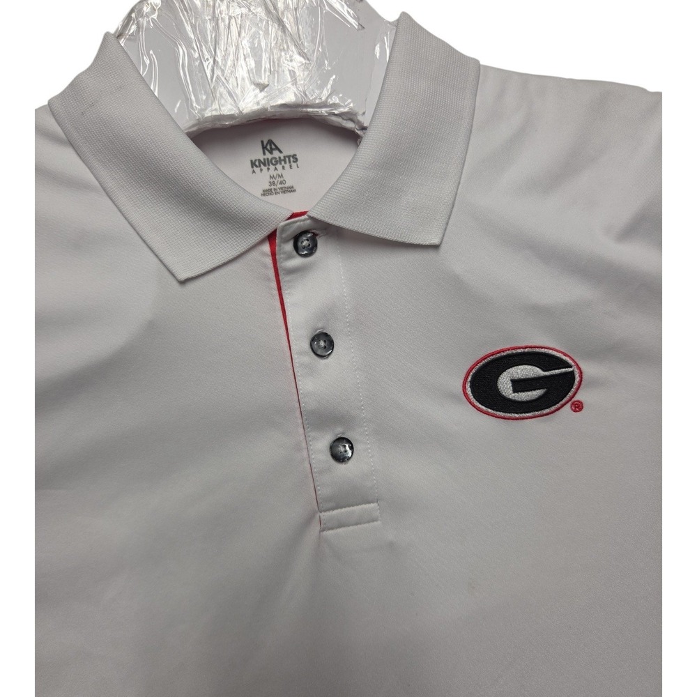 Knights Apparel Georgia Bulldogs Polo Shirt Mens Medium Gray Red NCAA Golf Tee